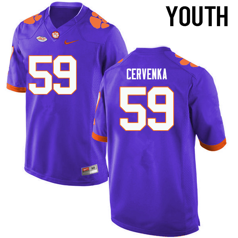 Youth Clemson Tigers #59 Gage Cervenka College Football Jerseys-Purple - Click Image to Close